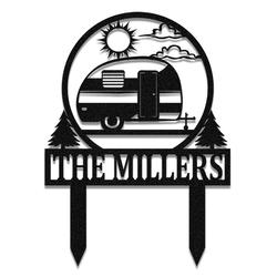 Wele to Our Campsite Sign with Stake Travel Trailer Camper RV Decor Camping