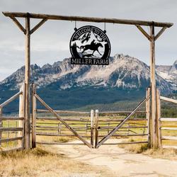 welcome to the farm cowboy riding horse custom metal signs gift for farmer 1
