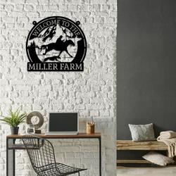 welcome to the farm cowboy riding horse custom metal signs gift for farmer 2