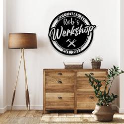 welcome to workshop personalized meal garage wall art man cave decor 1