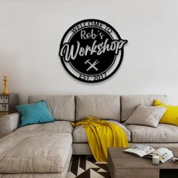 welcome to workshop personalized meal garage wall art man cave decor 2