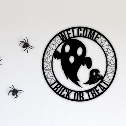 Welcome Trick Or Treat Metal Wall Art Boo Signs Halloween Decoration for Home