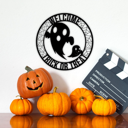 welcome trick or treat metal sign boo signs halloween decoration for home 1