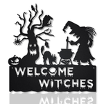 welcome witches metal sign scary haunted house sign halloween decoration for home 0