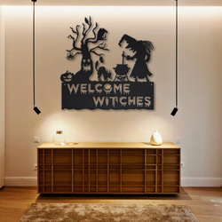 welcome witches metal sign scary haunted house sign halloween decoration for home 2
