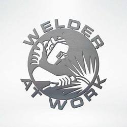 welder at work welder shop garage workshop man cave decor custom metal sign 1
