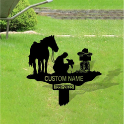 western cowboy praying cross grave marker metal garden stakes cowboy memorial gifts sympathy gifts for loss of loved one 1