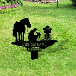 western cowboy praying cross grave marker metal garden stakes cowboy memorial gifts sympathy gifts for loss of loved one 2