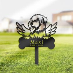 White Wheaten Terrier Dog Grave Marker Garden Stakes Dog Memorial Gift Cemetery Decor