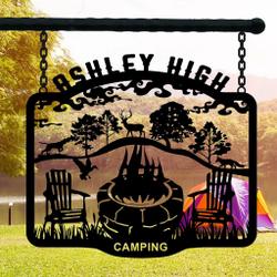 wild animals camping sign fire pit sign personalized metal name signs campsite decorating ideas 1