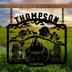 wild animals camping sign fire pit sign personalized metal name signs campsite decorating ideas 3
