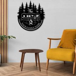 wild forest bus camping sign personalized metal name sign campfire fire pit sign decorations for campsite 5