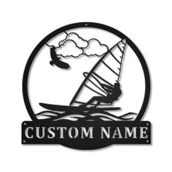 Windsurfing Metal Wall Art Personalized Metal Name Signs Home Decor Sport Lovers Gifts