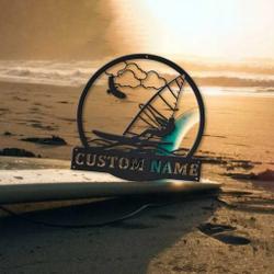 windsurfing metal sign personalized metal name signs home decor sport lovers gifts 3