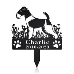 Wire Fox Terrier Dog Grave Marker Garden Stakes Dog Sympathy Gift Cemetery Decor Memorial