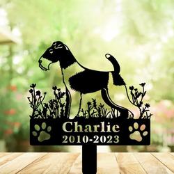 wire fox terrier dog grave marker garden stakes dog sympathy gift cemetery decor memorial custom metal signs 2