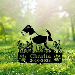 wire fox terrier dog grave marker garden stakes dog sympathy gift cemetery decor memorial custom metal signs 3