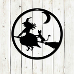 witch and cat halloween metal sign witchy signs halloween decoration for home 0