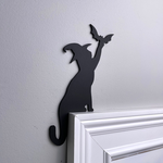 witch black cat bat door topper witch cat halloween metal sign halloween decor home 0
