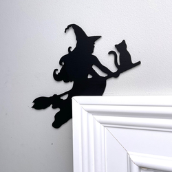 witch flying on a broomstick door topper witch halloween metal sign halloween decor home 1