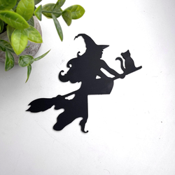 witch flying on a broomstick door topper witch halloween metal sign halloween decor home 2