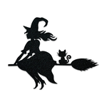 witch on her flying broom metal sign haunted house sign halloween decoration for home 0