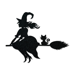 Witch On Her Flying Broom Metal Wall Art Haunted House Sign Halloween Decoration For Home