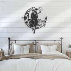 witch weed on the crescent moon metal sign halloween decoration for home 3
