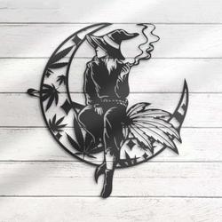 Witch Weed On The Srescent Moon Halloween Sign Wall Art Metal Wall Art