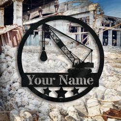 wrecking ball truck demolition construction vehicle business custom metal signs 1