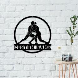 Wrestling Gift with Name Wrestling Sport Custom Metal Wall Art