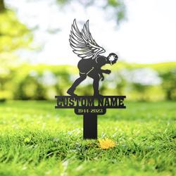wrestling grave marker metal garden stakes wrestler memorial gifts sympathy gifts for loss of loved one 2