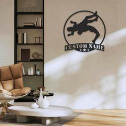 wrestling player silhouette custom metal signs 1