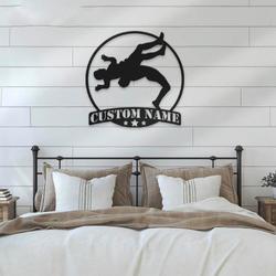 wrestling player silhouette custom metal signs 3