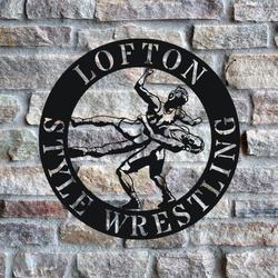 wrestling sport wrestler silhouette custom metal signs 1