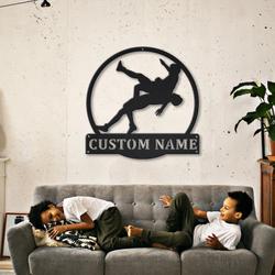 Wrestling Sport Wrestling Player Custom Metal Wall Art Mancave Decor Wrestling Enthusiast Gift