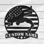 wrestling us flag wrestler name sign personalized wrestle metal sign 0