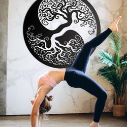 ying yang tree of life metal art laser cut metal sign wall decor room gift for yoga lover 1