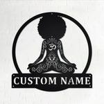 yoga black women metal wall art personalized metal name sign for yoga room decoration 0