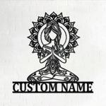 yoga girl mandala metal wall art personalized metal name sign for yoga room decoration 0