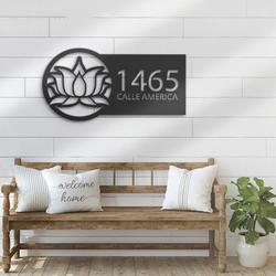 yoga home decor lotus house number yoga studio decor business custom metal signs 2
