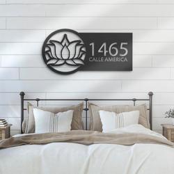 yoga home decor lotus house number yoga studio decor business custom metal signs 3