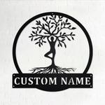 yoga tree of life metal art personalized metal name sign yoga room decoration 0