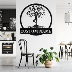 yoga tree of life metal art personalized metal name sign yoga room decoration 1