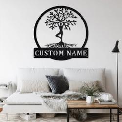 yoga tree of life metal art personalized metal name sign yoga room decoration 2