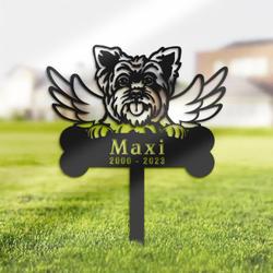 Yorkshire Terrier Dog Grave Marker Garden Stakes Dog Memorial Gift Cemetery Decor