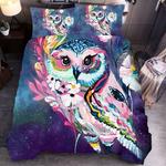 3d art watercolor owl bedding set oil paint owls bird galaxy universe bedding cover with 2 pillowcases 100 polyester 0