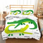 3d cartoon crocodile bedding set summer vibes crocodie animal fans bedding cover with 2 pillowcases 100 polyester 0