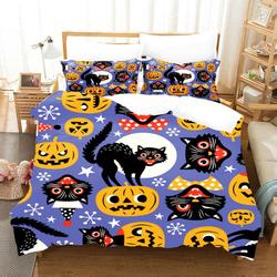 3d Cartoon Pumpkin Black Cat Bedding Set Black Cat Pumpkin Halloween Gift