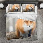 3d cunning fox duvet animal bedding set red fox animal winter gift bedding cover with 2 pillowcases 100 polyester 0